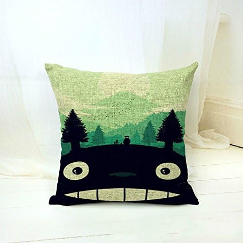 Weitengs Hand Painted Colorful Lovely Totoro Chinchilla Throw Pillow Case Decor Cushion Covers Square 18*18 Inch Beige Cotton Blend Linen