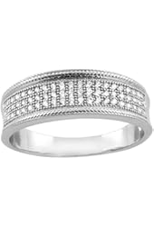Sterling Silver Micro Pave Cubic Zirconia Men's Wedding Band, 3/16 inch wide, sizes 8 to 14