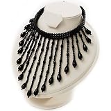 Glamorous Black Beaded Bib Choker Adult