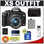 Canon Digital Rebel XS 10.1MP Digital SLR Camera (Black) + Canon EF-S 18-55mm IS Lens + Spare LP-E5 Battery + 4GB Card + Gadget Bag