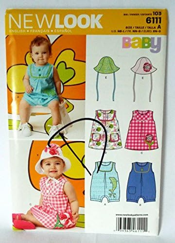 New Look Simplicity 6111 Baby Girls Hat Sunsuit Romper Sewing Pattern New Uncut Factory Fold Newborn S M L