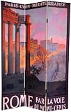 Classic Vintage Travel Poster Art Prints - 6 ft. Double Printed Rome & Firenze Folding Commercial Art Room Divider