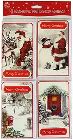 Christmas Hand Crafted Money Wallets with Envelopes - Pack of 4 - Different Designs