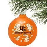 Oregon State Beavers Orange Snowflake Glass Ornament