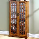 SEI Window Pane Media Cabinet, Oak