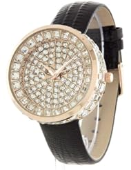 Vbc Full Stone Quartz Black Dial Womens Watch
