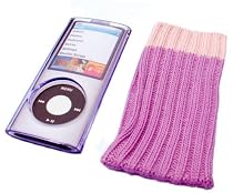 Crystal Purple Case Hard Cover & New Light Purple Sock For Apple iPod Nano 4th Gen 8gb 16gb