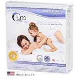 Queen Size Luna Premium Hypoallergenic 100% Waterproof Mattress Protector - 10 Year Warranty - Made In The USA