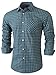 Emiqude Mens Casual Slim Fit Long Sleeve Pocket Inner Contrast Plaid Dress Shirt Large Blue