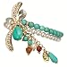 Crystal Turquoise Dragonfly Dangling Drop Pearl Turquoise Wrap Bracelet