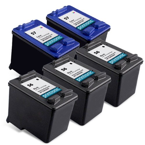 Printronic Remanufactured Ink Cartridge Replacement for HP 56 HP 57 5 Pack (3 Black, 2 Color) On Sale