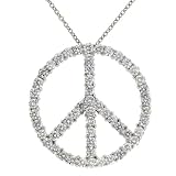 18k White Gold Diamond Peace Sign Pendant (1.98 cttw, E-F Color, SI1-SI2 Clarity), 16