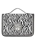Black & White Zebra Print Rhinestone Star Studded Laptop Case