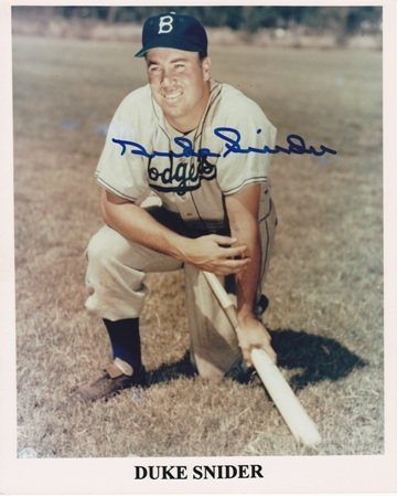 Duke Snider Autographed/Hand Signed Brooklyn Dodgers 8x10 Photo - 2x World Series Champion