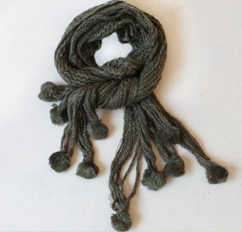 （サウス・ジュン）South JUN　マフラー　肩掛け　ふわふわ　ボンボン（グリーン×ゴールド）