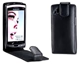 MaryCom - Housse en Cuir Noir Qualité PREMIUM pour Smartphone Samsung Wave II S8530 avec Fermeture Magnétique + Film de protection pour écran offert