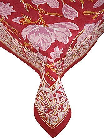 Petal Pushing Magenta Hand Printed Cotton Dinner Tablecloth