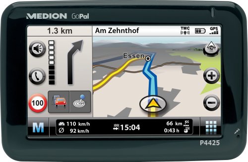 Medion P4425 NEU PNA Navigationssystem komplett Europa, inklusive Aktivhalterung mit FM Transmitter, Bluetooth, TMC und TMC Pro, Fingerprint Sensor, 2 GB SD Karte, GoPal Software PE 4.0, Instant Fix 2
