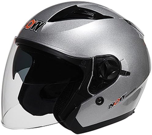 NOW® Helmet NO-550 Open Fae with Dual Visor (XL (23 1/2), SILVER)