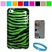 Durable Two Piece Front and Back Protective Hard Shell Crystal Cover Case for Apple iPod Touch 4th Generation + Mirror Screen Protector for Apple iPod Touch 4th Generation, Green Zebra
