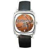 Square Metal Watch of Basketball (Hoops) Equals Life (I Love Basketball, Mavericks, Rockets, Grizzlies, Hornets, Spurs, Warriors, Clippers, Lakers, Suns, Nuggets, Timberwolves, Jazz)