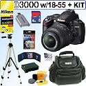 Nikon D3000 10MP Digital SLR Camera with 18-55mm f/3.5-5.6G AF-S DX VR Nikkor Zoom Lens + 8GB Deluxe Accessory Kit