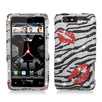 51VgfKvROWL   Motorola DROID RAZR MAXX [Verizon] Full Diamond Bling Hard Shell Case (Zebra Kiss) Big Sale