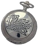 A E Williams 4833 Dragon Mens Quartz Pocket Watch With Chain