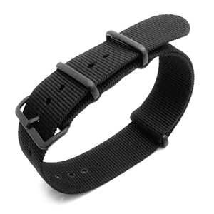 Nato 21mm Heat Sealed Heavy Nylon Watch Band PVD Black Hardware - Black