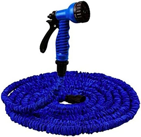 ISNOWKING Longest and Strongest Flexible Expandable Magic Garden Hose 7-pattern Spray Nozzle Shut-off Valve Universal Water Hose Connectors (50FT, Blue )