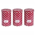 Red Retro Spot Tea Coffee & Sugar canisters