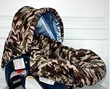 Baby Bella Maya Infant Car Seat Cover in Dady Camo with Blue Trim