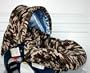Baby Bella Maya Infant Car Seat Cover in Dady Camo with Blue Trim