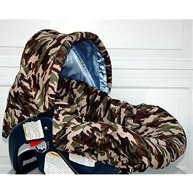 Baby Bella Maya Infant Car Seat Cover in Dady Camo with Blue Trim