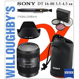 Sony SAL1680Z Carl Zeiss® Vario-Sonnar T DT 16-80mm f/3.5-4.5 Zoom Lens + Sony SH0005 Petal Lens Hood + Sony Lens Carrying Case + Lens Pen Cleaning System + Professional 62mm Multi-Coated 3pc Essential Filter Kit and Much More! Willoughby's Est. 1898 Bundle