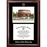 Indiana State University Gold Embossed Diploma Frame with Campus Images Lithograph