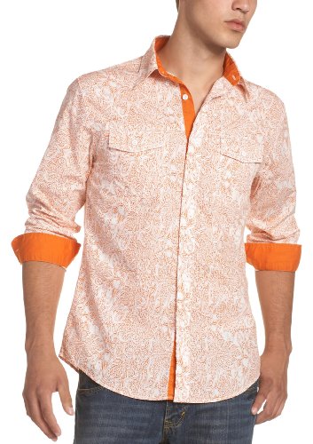 Perry Ellis Men's Poplin Faded Floral Shirt