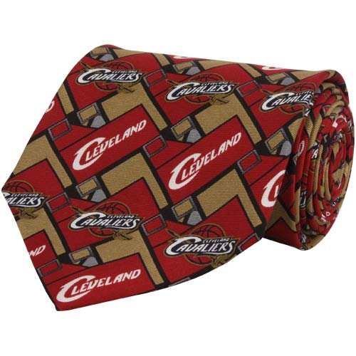Cleveland Cavaliers Wine-Gold Block Pattern Silk Tie