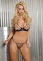 Women's Leather Bra And G-String Embellished With Nail Heads (Black;One Size)