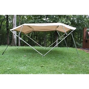 New Beige Tan Vortex Pontoon Deck Boat 4 Bow Bimini Top 12' Long, 97-103 Wide, 54 High, Complete Kit, Frame, Canopy, and Hardware, Off... by