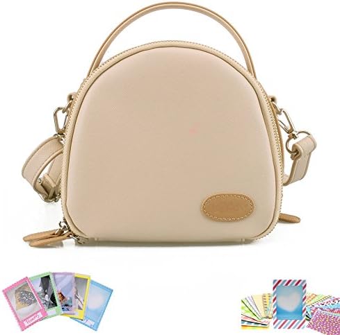 Fujifilm Instax Mini Instant Camera Case - WISAGI Zipper Universal Camera Case with Photo Bag/Films Sticker for Fujifilm Instax Mini 8 70 7s 25 50s 90 Camera (Beige)