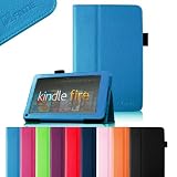FINTIE (Blue) Slim Fit Folio Stand Leather Case for Amazon Kindle Fire 7
