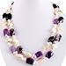 EXP Handmade Pearl, Amethyst & Sterling Silver Necklace