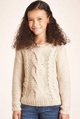 Round Neck Bead Embellished Cable Knit Jumper
