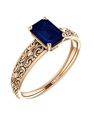 18K Rose Gold 7.00x5.00mm Emerald Cut Sapphire Ring -- LIFETIME WARRANTY