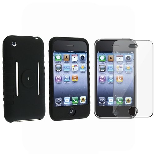 iPhone 1st Gen (NOT for iPhone 3G) Silicone Case w/ Screen Protector (Black)
