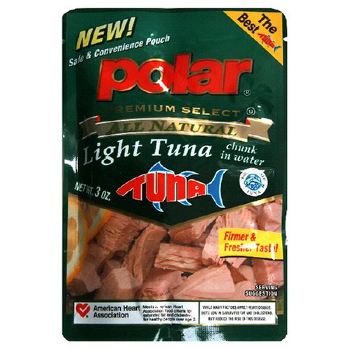 Polar Chunk Light Tuna in Water, 3-Ounce Pouches (Pack of 12) by Polar