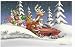 Sporting Goods : Snowmobile Christmas Card - Santa packages falling out
