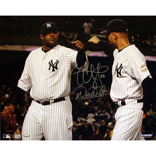 Steiner Sports MLB New York Yankees CC Sabathia Fist Pump with Derek Jeter Dual Signed Horizontal 16 x 20-inch Photo (LE/22)