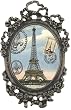 Lavishy Eiffel Tower Portrait Brooch Pin in Antique Silver Plated French Mirror Frame